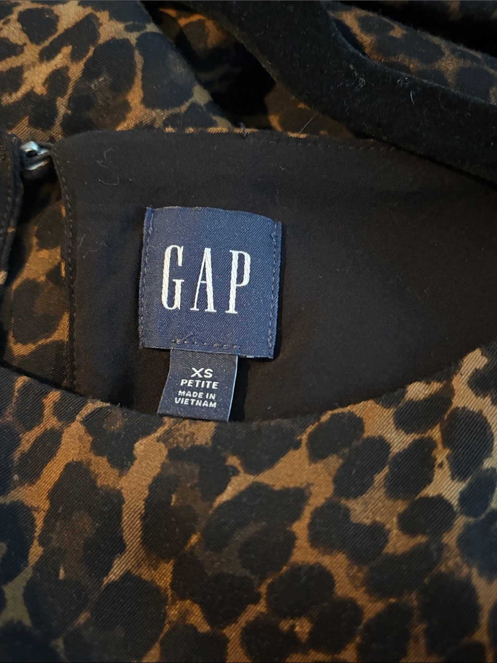 GAP Leopard Boatneck Mini Shift Dress Long Sleeve XS Petite - Picture 5 of 5